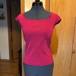 Alex Marie Fuchsia Square Neck Short Sleeve Top